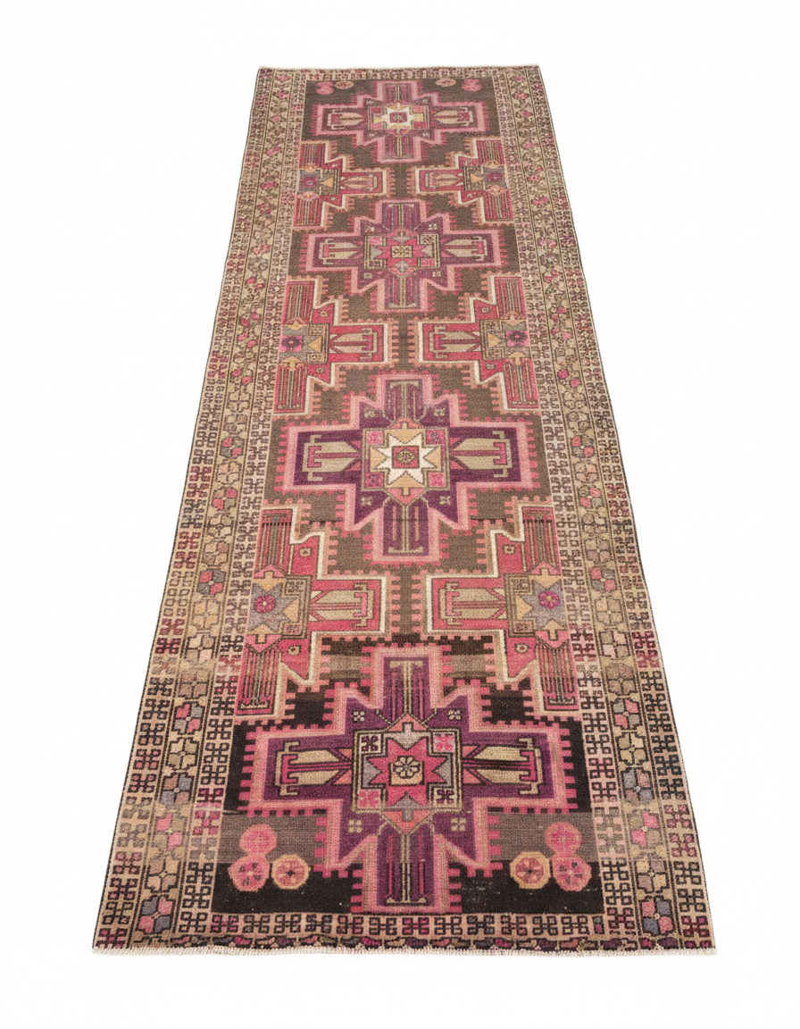 Handmade Vintage Persian Sherazi Runner 3'6" x 10'7"